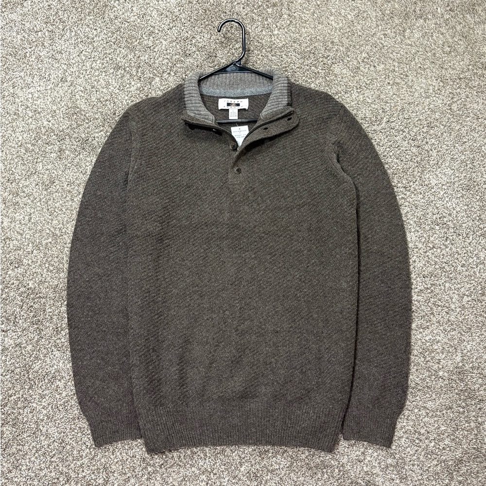 Joseph Abboud Sweater Large Men’s 1/4 Zip Brown Wool Blend Shacket Classic